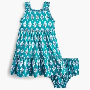 Crewcuts Teal & White Printed Sundress Set